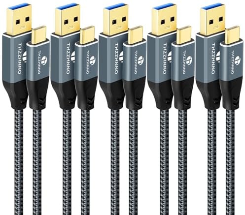 Thzzhnno Cable USB A to USB C 3M 5 Unidades, USB 3.1 USB 3.2 Gen2 10Gbps Cable de Transferencia de Datos para Samsung Galaxy/iPhone 15/MacBook Pro/iPad Pro