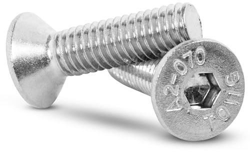 Topnorm24 - Viti a testa svasata in acciaio inox M10 x 50 mm – 10 pezzi con esagono incassato DIN 7991 V2A A2 VA, filettatura completa metrica per dadi e rondelle (M10 x 50 (10 pezzi)