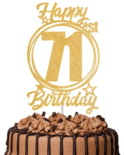 1Pc Happy 71st Birthday Cake Topper – Gold Glitter “Cheers to 71 Years” Decoration | 71 & Fabulous Cake Topper for Women Men | Birthday Party or Anniversary Cake Decor Supplies