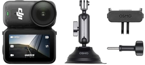 DJI Osmo Nano Car Mount Combo (64GB) - Kleine 4K tragbare Vlogging-Kamera, 1/1,3″ Sensor, 143° Weitwinkel, 200 min Aufnahmezeit, Stabilisierung, Fernbedienung, magnetische Kamera für Reisen, Vlog