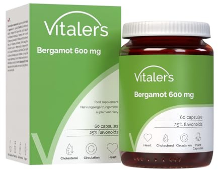 Vitaler’s Bergamotte 600 mg – 60 Kapseln, 2 Monate Versorgung, Vegan, Ohne Konservierungsstoffe, Reine Zusammensetzung