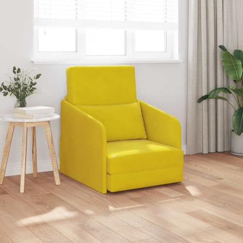 Mandloder Schlafsofa Gelb, 65 x 80 x 83 cm, Samt Boden Sofa Bett, Verstellbar, Modernes Design, Robuster Metallrahmen, Für Wohnzimmer, Komfortable couches for Living Room