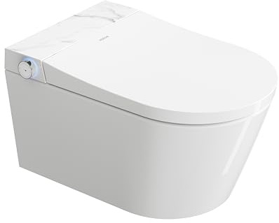 HOROW Luxury Smart Bidet Toilet, Wall-Mounted Rimless Toilet with Instant Heating & Tornado Flush, Heated Seat, Warm Air Dryer, Descaling, Remote Control