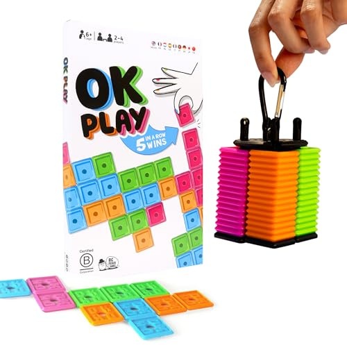 Big Potato OK Play: Fun Strategy Tile Game for Kids & Adults | Family Travel Board Game for 2-4 Players Ages 6+ | 2026 Edition | Get 5 in a Row to Win, Learn in 10 Seconds, Waterproof Game, Clips to Your Bag, 2-4 Players, Pool and Beach Fun