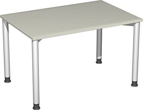 Gera Möbel 4 Fuß Flex Schreibtisch, Holzdekor, lichtgrau/Silber, 120 x 80 x 72 cm