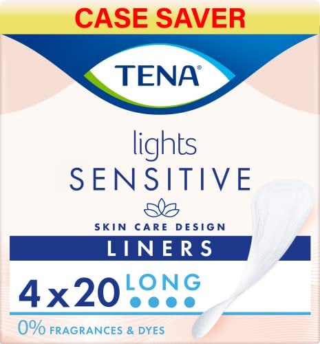 Tena Lights Long Liner, 80 Inkontinenzeinlagen (4 x 20 Packungen) für Frauen mit empfindlicher Haut, atmungsaktiver und geruchloser Liner für leichte Blasenschwäche und Inkontinenz