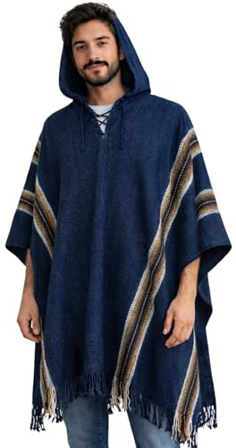 Gamboa Alpaka Wolle Poncho Damen Decke Ponchos Kapuze Cape Pancho Mexikanischer Wollponcho Winter Cowboy Hippie Jacke
