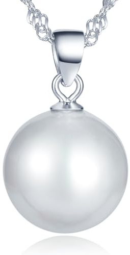 Unendlich U Klassisch Damen Perlen Halskette 8mm Rund Perle Ketten Anhänger 925 Sterling Silber Perlenkette