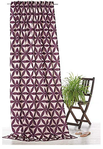 fashion and joy Gardine modischer Dekoschal in aubergine Natur Vorhang mit Kräuselband HxB 240x140 cm - weichfliesende Qualität Blickdicht pink Beere