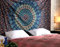 RAJRANG BRINGING RAJASTHAN TO YOU Mandala blau böhmisch Tapisserie 228 x 213 cm Baumwolle Wandbehang Tagesdecke Hippie Pfau Wandteppiche