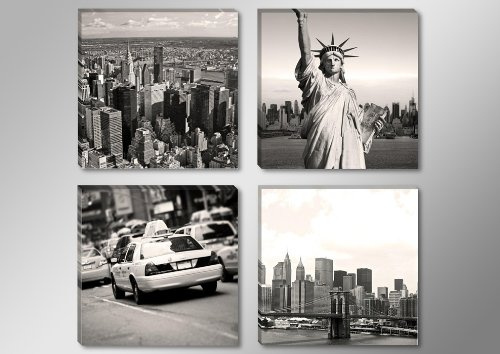Visario Leinwandbild New York USA — kompaktes quadratisches Wandbild auf Leinwand fertig gerahmt — 30 x 30 cm 6605