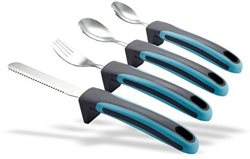 iMedic Easy Grip Cutlery for Adult - 1 Set of Cutlery for Disabled Hands - Dishwasher Safe Disabled Cutlery for Adults - Disability Cutlery for Adults Suffering from Trembling Hands - Blue