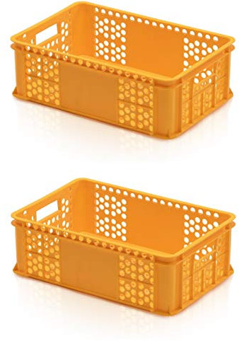 kistenkind 2x Bäckerkiste 60x40x20 gelb, PE, Eurobehälter