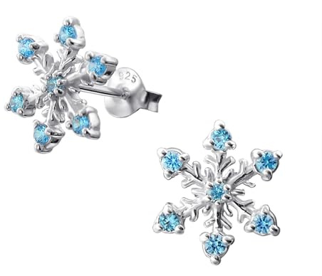Monkimau Damen Ohrringe Schneeflocke Ohrstecker aus 925 Sterling Silver echt Silber mit 14 Kristallen