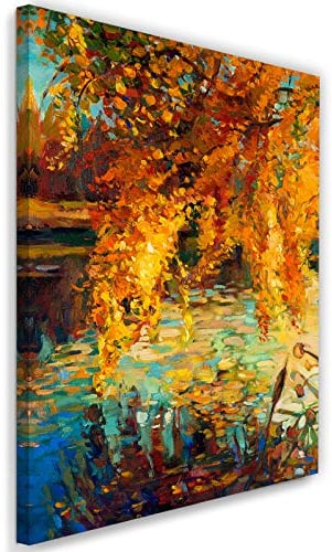 Feeby Bild auf Leinwand Herbst Kunstdruck modern Natur Orange 60x90 cm