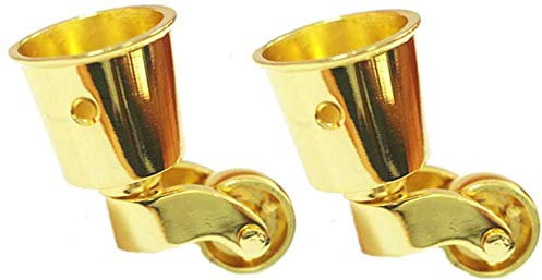 MACHSWON 2 x polierte antike Rollen aus massivem Messing, hohe Tragfähigkeit, universelle Möbelrollen für Möbel, Anzüge, Betten, Sessel, Gold