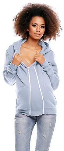 Selente Mummy Love Sweat à Capuche/Veste/t-Shirt à Manche Longues Grossesse/maternité en 100% Coton, Veste Zip Bleu Ciel, L
