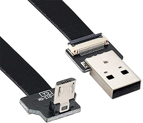 xiwai Cavo FPC piatto e sottile da USB 2.0 tipo A maschio a micro USB 5 pin maschio, per FPV, disco e telefono, 2 m