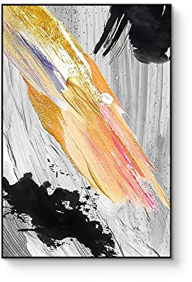 MWMG Acrylbilder, Moderne Abstrakte Graue Schwarze Textur Graffiti Artwork Handgemalte Ölgemälde Auf Leinwand Wandkunst Für Wohnzimmer Schlafzimmer Büro Wohnkultur,70X100Cm (28X40Inch)