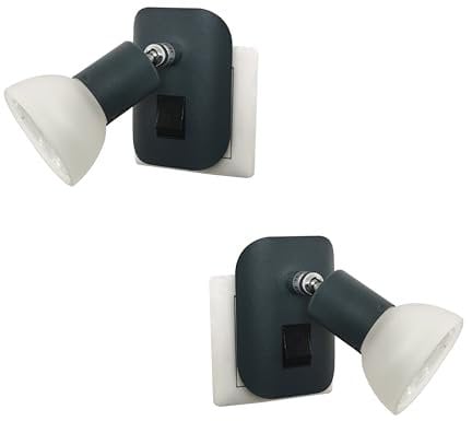 Trango 2er Pack 11-245 LED Steckerlicht in Anthrazit matt Steckerleuchte mit Glasschirm inkl. je 1x GU10 LED Leuchtmittel 3000K warmweiß & Kippschalter Leselampe Küchenlampe, Steckdosenlampe Wandlampe