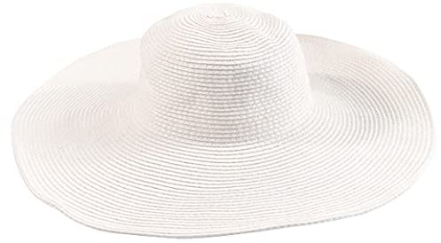 Sonnenhut für Damen, faltbar, breite Krempe, Sonnenschutz, Sonnenhut, Strandhut, LSF 50+, Weiß