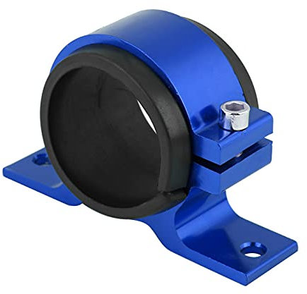 Soporte de filtro de combustible universal, aleación de aluminio + Soporte de bomba de combustible de goma Cuna de abrazadera de filtro único(Azul)