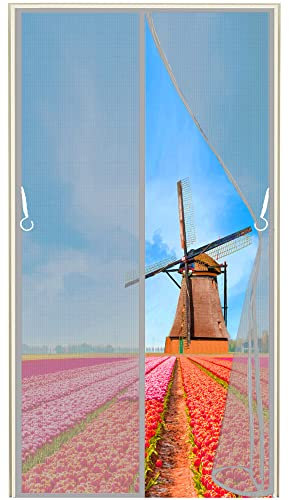 Insektenschutzrollo Fliegengitter für Fenster, 160x200cm Fliegengitter Magnet Tur Selbstbausatz Automatisches Schließen, Grau, 663 Größe