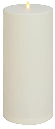 LIGHTLi Realistische LED-Kerze mit beweglicher Flamme für den Außenbereich (IPX4) Flache Kante, Außensäule aus mattem Kunststoff, batteriebetrieben (2D) 700 Std. Laufzeit – Perlmutt (6 x 15)