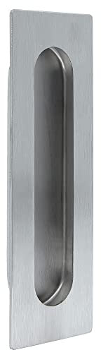 Amig - Tirador de Embutir con Interior Redondeado para Puertas Correderas Mod.12-150 x 50 mm - Alta Solidez - De Acero Inoxidable 18/8 - Plateado Mate