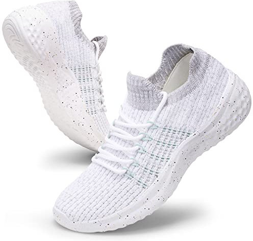 Harvest Land Womens Slip On Trainers Lightweight Walking Shoes for Ladies Comfortable Gym Sneakers for Women White Size UK5