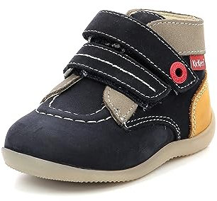 KICKERS Jungen Unisex Kinder BONKRO-2 Oxford-Schuh, Bu (Marine Kaki Jaune), 18 EU