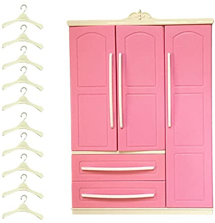 Sharplace doll Wardrobe Closet Storage Cabinet Decorative with 10Pcs Hangers Openable Drawer