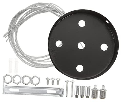 TEHAUX Plaque De Recouvrement De Plafond 100 Noir Kit De Verrière De Lustre Avec Câble Suspendu 1 Mètre Pièces Pour Plafonnier Éclairage Intérieur Diy Couloir Salon Bar Fixation Stable Et Résistante