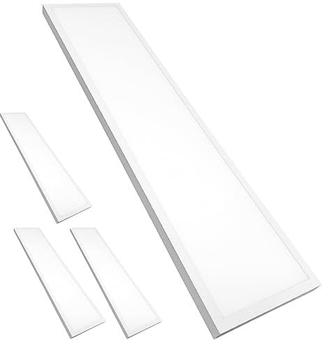 LED ATOMANT Lot de 4 Panneau LED Surface 120x30cm 48W, CCT (Sélecteur de Couleur Blanc Chaud, Neutre et Froid), 5000 Lumens, Driver inclus