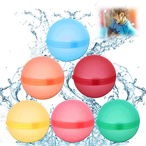 CHEVVY 6 Stk Selbstdichtende Wasserbombe 5,7 * 5,7CM Bunt Magnetisch Wasserbomben Silikon-Wasserspritzball Wiederverwendbar für Outdoor Sommerspaß Wasserspielzeug