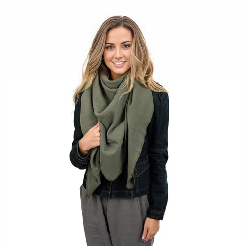 Scandi Linen Musselin Tuch Damen, Halstuch, Schal, Musselintücher, Pickle, Viereckig (Einlagig)