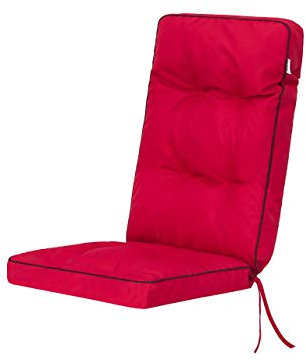 Bjird Stuhlauflagen für Gartenmöbel Sitzpolster für Niederlehner Gartenmöbelauflagen, Sitzkissen, Gartenstuhl-Auflage - Outdoor/Indoor geeignet - mit 8cm Dicke Polsterung - 120x50x8 cm - rot