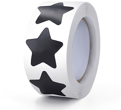 Schwarz Sterne Aufkleber Rolle 2.5cm Klein Selbstklebende Sterne Etiketten Weihnachts Star Sticker belohnungsaufkleber Deko für Kinder Lehrer Business 500 Stück