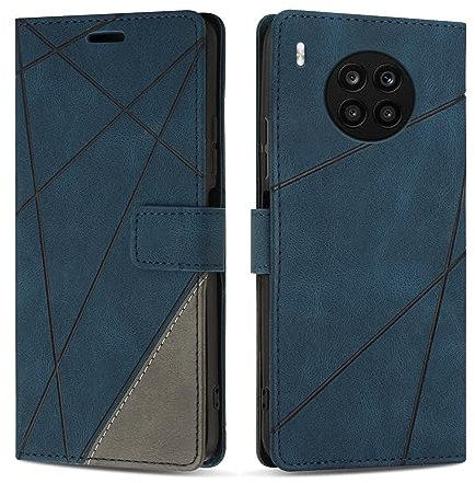 SONWO Etui Coque pour Honor 50 Lite, Protection Housse en Cuir PU Portefeuille Livre pour Honor 50 Lite, Emplacements Cartes, Fonction Support, Bleu