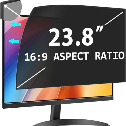 PYS 23,8 Zoll Blickschutzfolie für 16:9 Ultra-Slim Bezel Monitor Selbstklebend Abnehmbar Blickschutzfilter Blendfrei Blaulicht Blocking Bildschirm Schutzfolie