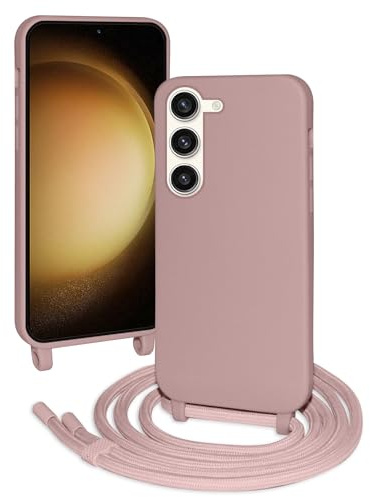 FERLAN handyband Hülle für Samsung Galaxy S23 mit Band, HandyHülle mit Kordel, Weich Silikon TPU Stoßfest Bumper mit Kette zum Umhängen für Samsung Galaxy S23, Handy Lanyard - Sandpulver