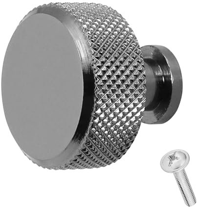Decoranddecor Amelia Knurled 35mm Round Kitchen Cabinet Furniture Knobs Aluminium Nickel Black