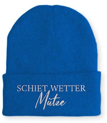 Strickmütze Schiet Wetter Mütze Wintermütze lustige Beanie mit Stick