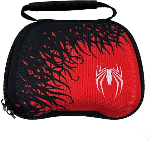 ElitePlay Spider Design PS5 Controller, Xbox Series X/S, EVA-Tragetasche, Game-Controller-Halter, robuste Schutzhülle, Hartschale für Sony Playstation 5 Wireless Controller, rot / schwarz