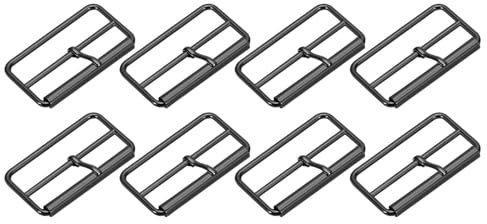 QUARKZMAN 8 Stück Metall-Rollenschnallen, 40 mm (1,6) Triglides Schieber beweglicher Riegel Gurtversteller Rechteck Keeper für Taschen Lederhandwerk (Metallic Schwarz)