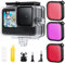 K&F Concept 21 in 1 Waterproof Case Housing Compatible with GoPro Hero 13 12 11 10 9 Black Dive Case with Underwater Filter Set 45 Metres Floating Handle Grip Accessories Anti-fog Kit