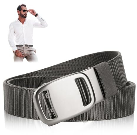 Kidmis Pilot taktischer Gürtel, Taktischer Pilotengürtel, automatische Gürtelschnalle, Nylongürtel für Herren, verschleißfester Militärgürtel für den Außenbereich (Gray, 120cm)
