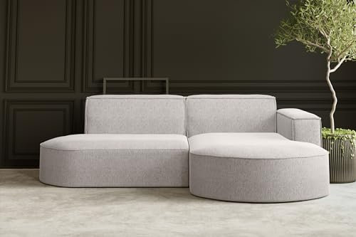Kaiser Möbel, Ecksofa, Schlafsofa, Sofa Modena Studio Parma, Modern Design Couch, Polsterecke, Freistehend Sofa Wohnzimmer -Stoff Verita Beige Rechts
