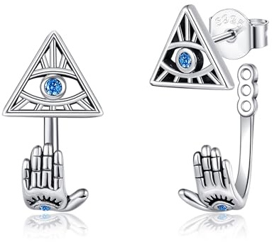 Evil Eye Ohrstecker Damen Silber 925 Nazar Auge Ohrringe Hand der Fatima Ohrstecker Evil Eye Schmuck Herren