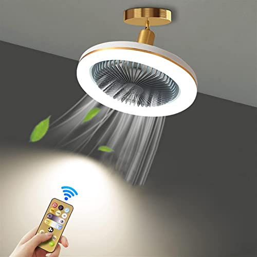 BESTXH Ventiladores De Techo con Luces, Ventilador De Techo con Cabezal Universal, IluminacióN De Ventilador PequeñO con Control Remoto, Luz De Techo De Cocina Regulable,Gris